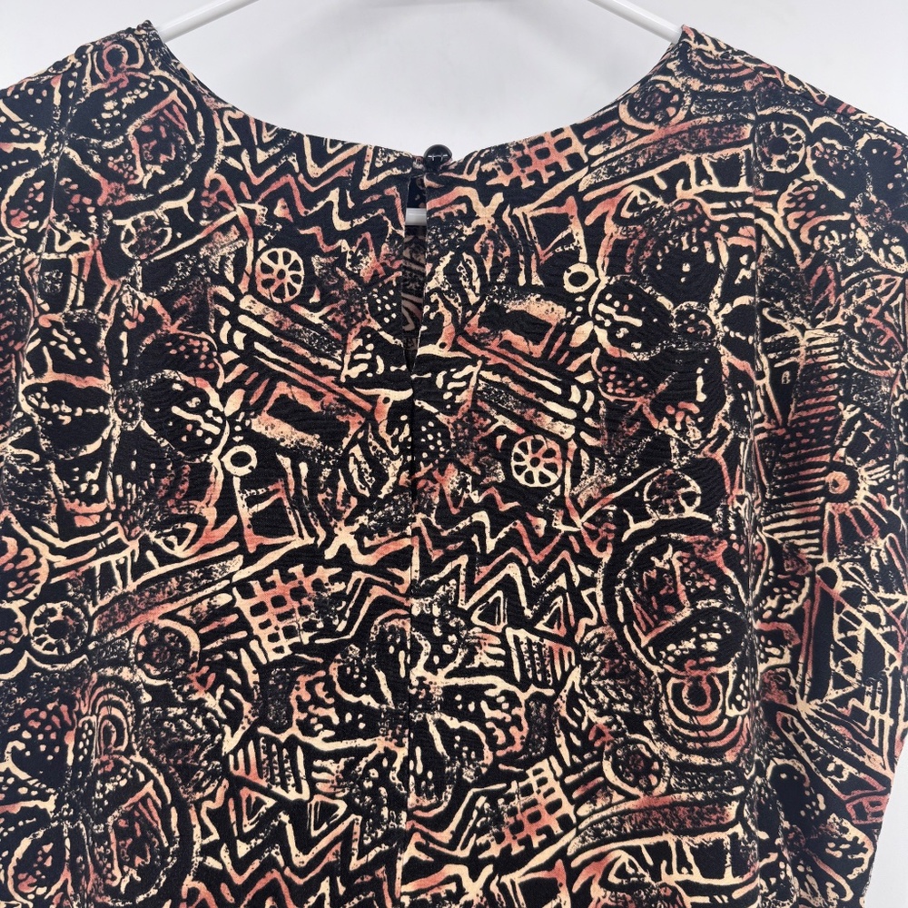 Hilo Hattie Dress Women Medium Brown Hawaiian Drop Waist 80s Cap Sleeve Vintage - Picture 6 of 11